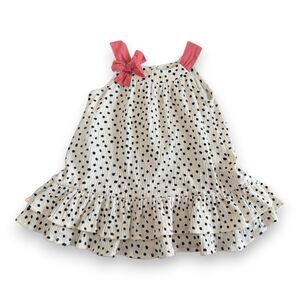 Mayoral Black and White Polka Dot Sleeveless Dress Blush Accents 12 Months